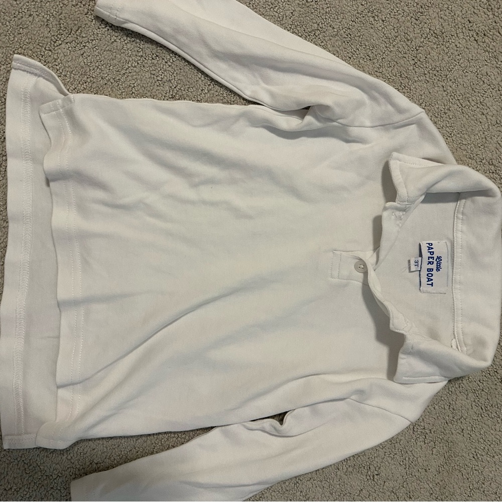 Kids' White Long-Sleeve Polo